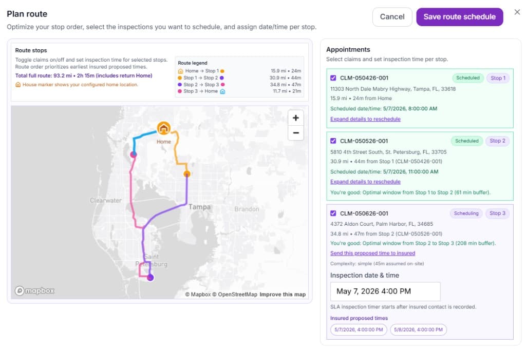 Contractor Pulse panel with coaching, schedule, and SLA indicators
